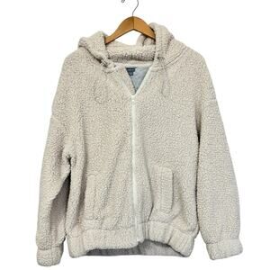 Aerie Cream Full Zip Sherpa Hoodie Oversized Size XS NEW